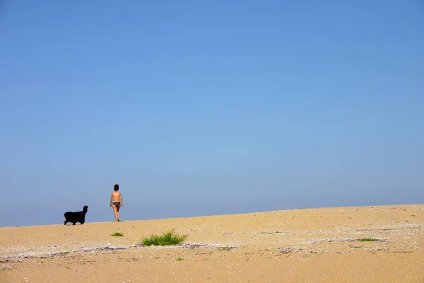 Black Sea Bulgaria Sunny Summer Day Lonely Wild Beach Woman — 图库照片