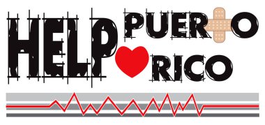 Vektör çizim için yardım iyileşmek için Portoriko bir bandaj ile. Hurrucane Irma ve kasırga Maria Ağustos 2017 yılında Puerto Rico vurdu.