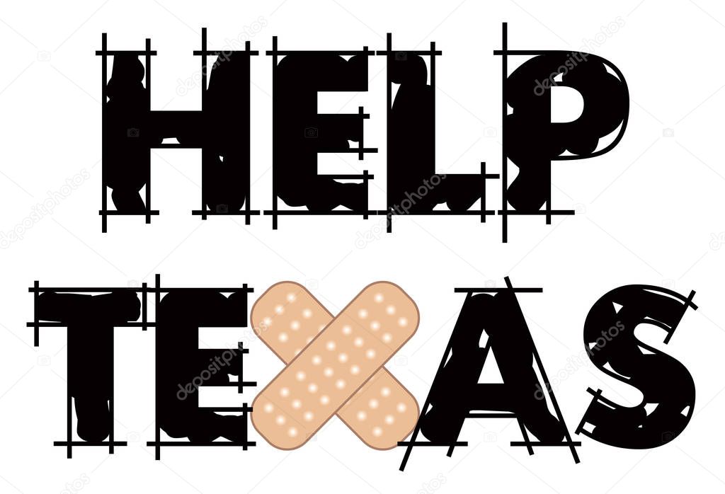 Vector Illustration to Help restore Texas after mass shootings and Hurricane damage.
