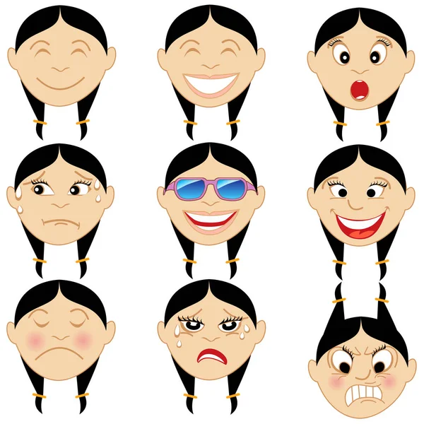 Vektoros Illusztráció Különböző Érzelmek Arc Gyermek Nagy Emoji Hangulatjelek Vagy Stock Illusztrációk