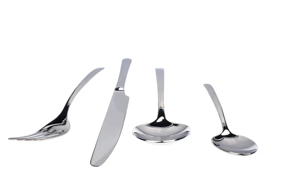 Set of fork, knife and spoons isolated on white. — Stock Photo, Image