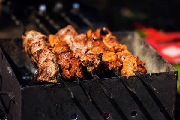 Grill Kött Bakgrunden Närbild — Stockfoto