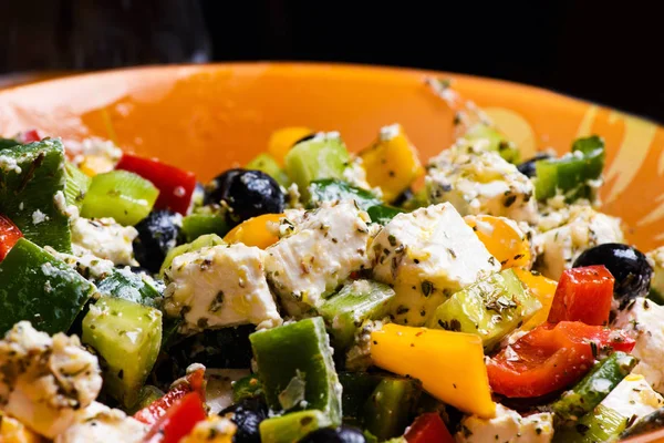 Läcker Grekisk Sallad Närbild — Stockfoto