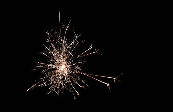 Glittering Burning Sparkler Dark Sparks Christmas New Year Time Magic — Stock Photo, Image