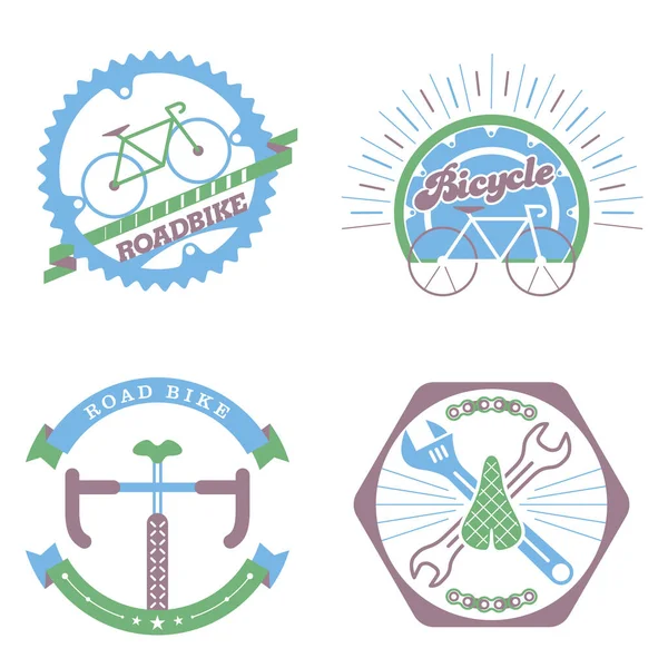 Set Logo Badges Labels Design Bicycle Pro Bike Shop Equipment — Stock Vector