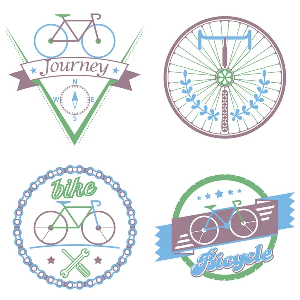 Ensemble Insignes Logo Étiquettes Pour Vélo Vélo Professionnel Magasin Équipement — Image vectorielle