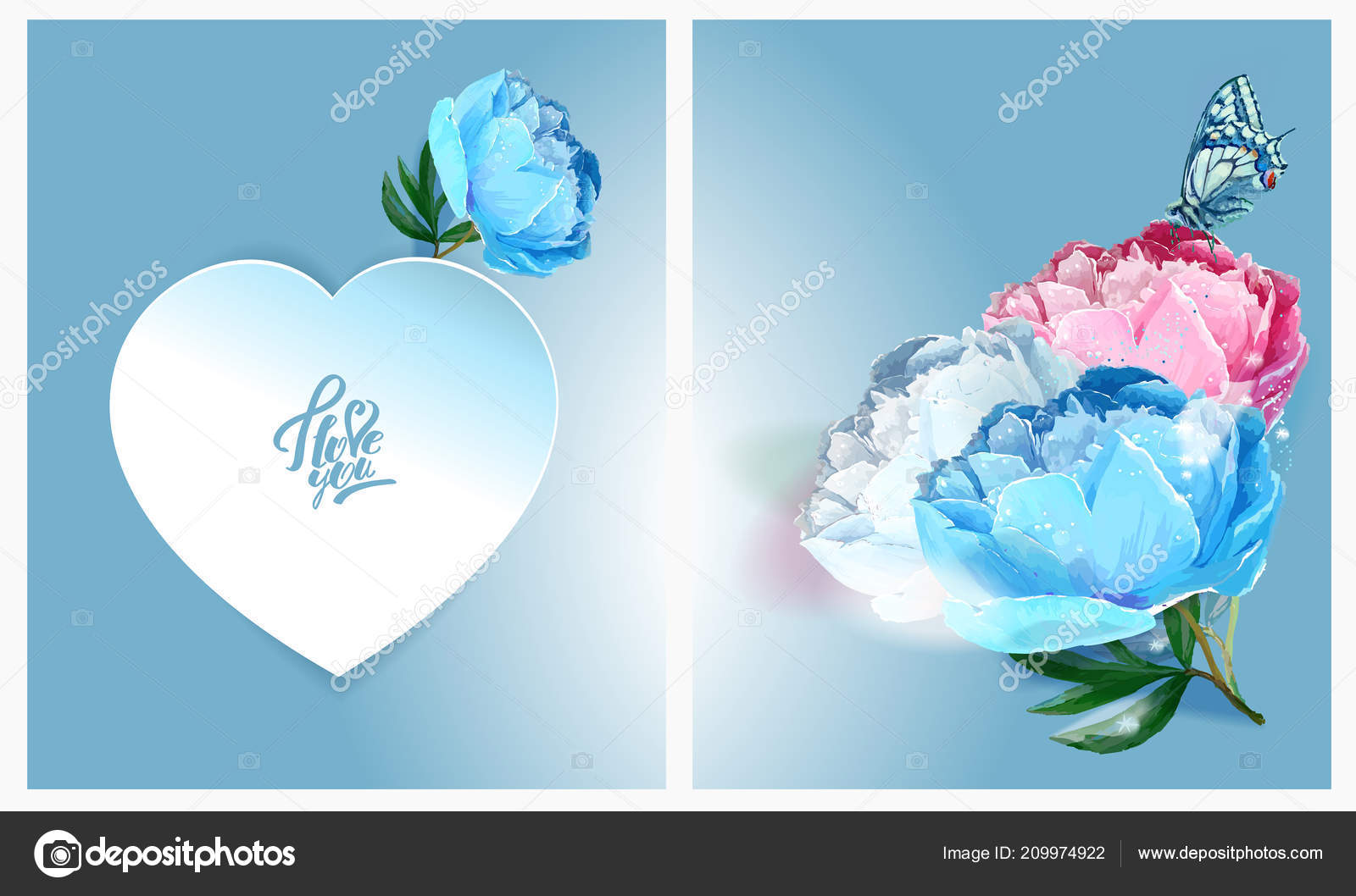 Fleurs Pivoine Délicate Avec Symbole Coeur Une Déclaration