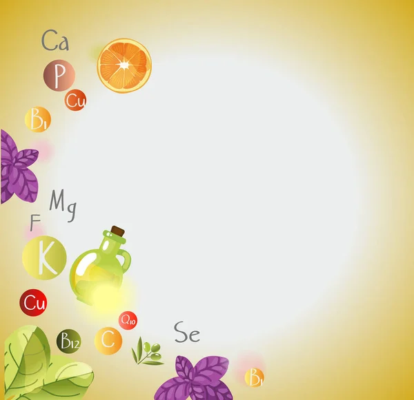 Vitamins Minerals Background Vitamins Minerals Fresh Fruits Greens