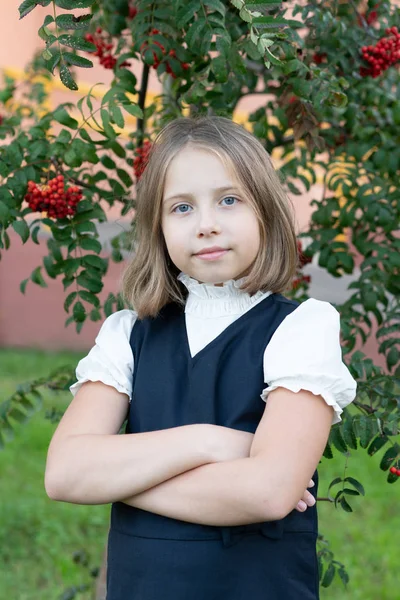 Niña Está Cerca Ceniza Montaña —  Fotos de Stock