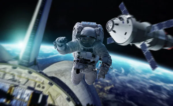 Astronaut All Arbeitet Einer Raumstation Rendering Elemente Dieses Bildes Von — Stockfoto