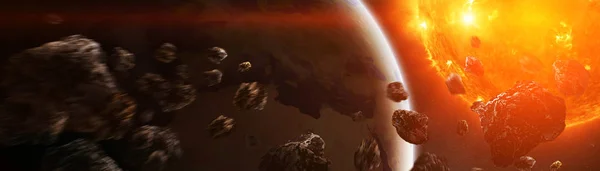 Uzayda Güneş Yakın Patlayan Planet Earth Nasa Tarafından Döşenmiş Görüntü — Stok fotoğraf