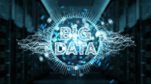 Ologramma Digitale Big Data Sfondo Blu Del Server Rendering — Foto Stock