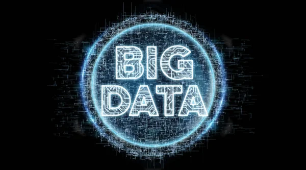 Big Data Digitalt Hologram Svart Bakgrund Rendering — Stockfoto