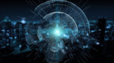 Bağlantıları sistem küre küresel dünya görüşü şehir arka planda 3d render