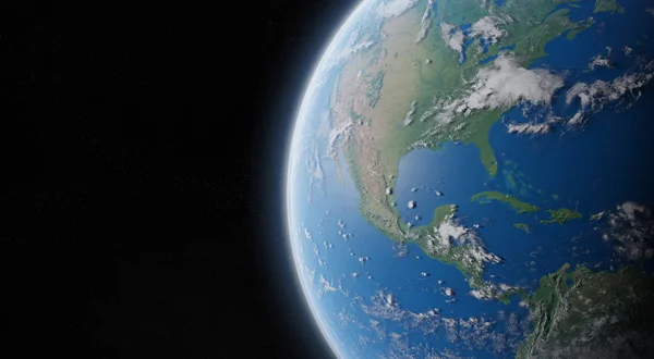Vedere Planetei Albastre Pământ Spațiu Atmosfera America Continent Redare Elemente — Fotografie, imagine de stoc