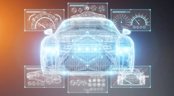 디지털 스마트 자동차 인터페이스 Opn 렌더링 — 스톡 사진