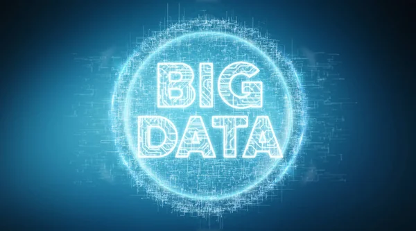 Big Data Digital Hologram Blue Background Rendering — Stock Photo, Image