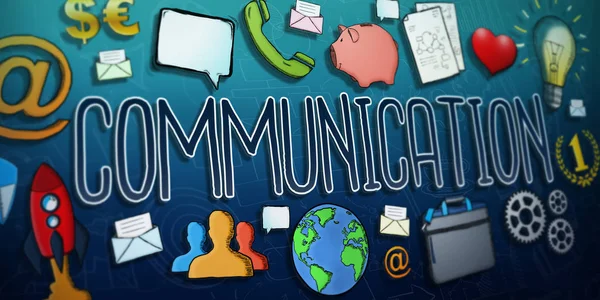 Presentación Texto Comunicación Dibujada Mano Con Profundidad Enfoque Campo —  Fotos de Stock