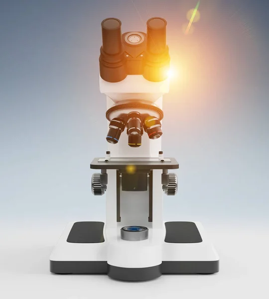 Microscopio Digital Moderno Aislado Sobre Fondo Gris Blanco Representación — Foto de Stock