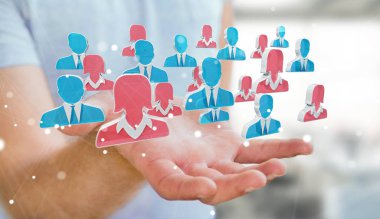 İşadamı bir iş 3d render için arka plan bulanık işe aday üzerinde