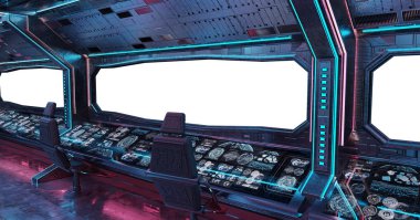 Grunge uzay gemisi iç beyaz arka plan 3d render ile