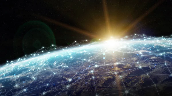 Verbindungssystem Und Globaler Datenaustausch Über Den Globus Rendering Elemente Dieses — Stockfoto