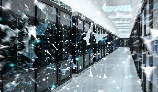 Server Room Center Austausch Von Cyber Daten Und Verbindungen Rendering — Stockfoto