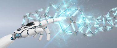 Beyaz robot el bulanık arka plan geleceğin teknolojisi yapısı 3d render oluşturma