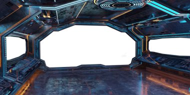 Grunge uzay gemisi iç beyaz arka plan 3d render ile