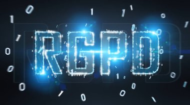 Mavi gri arka plan 3d render üzerinde dijital Gdpr arabirimi