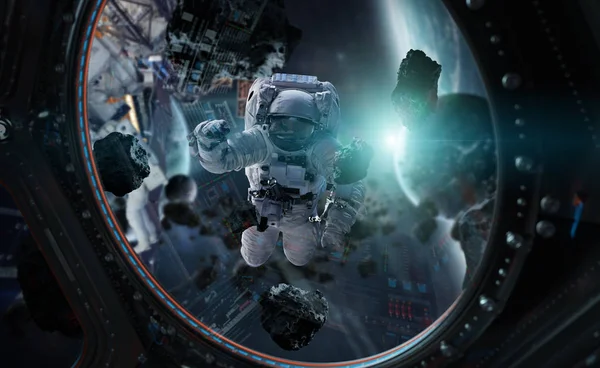 Astronaut Rymden Som Arbetar Rymdstation Rendering Element Denna Bild Från — Stockfoto
