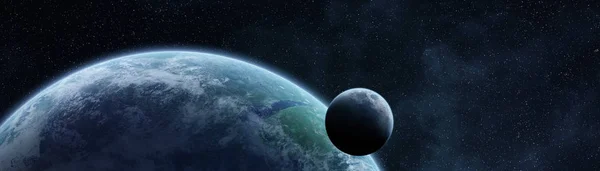 Vedere Panoramică Planetei Pământ Luna Spațiu Elemente Ale Acestei Imagini — Fotografie, imagine de stoc