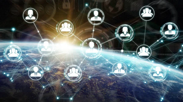 People Connected Each Other Social Network Globe Rendering Elements Image — Stock Photo, Image