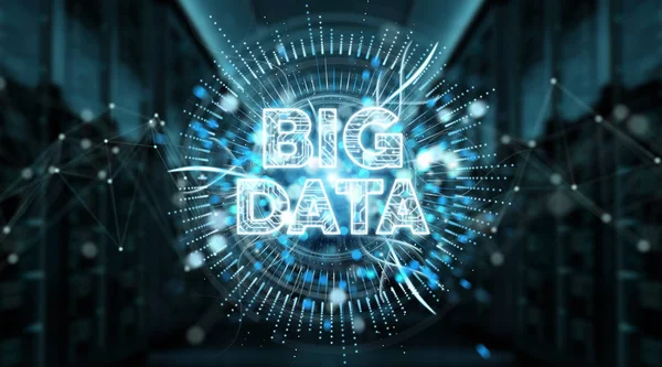 Big Data Digitalt Hologram Blå Server Bakgrund Rendering — Stockfoto