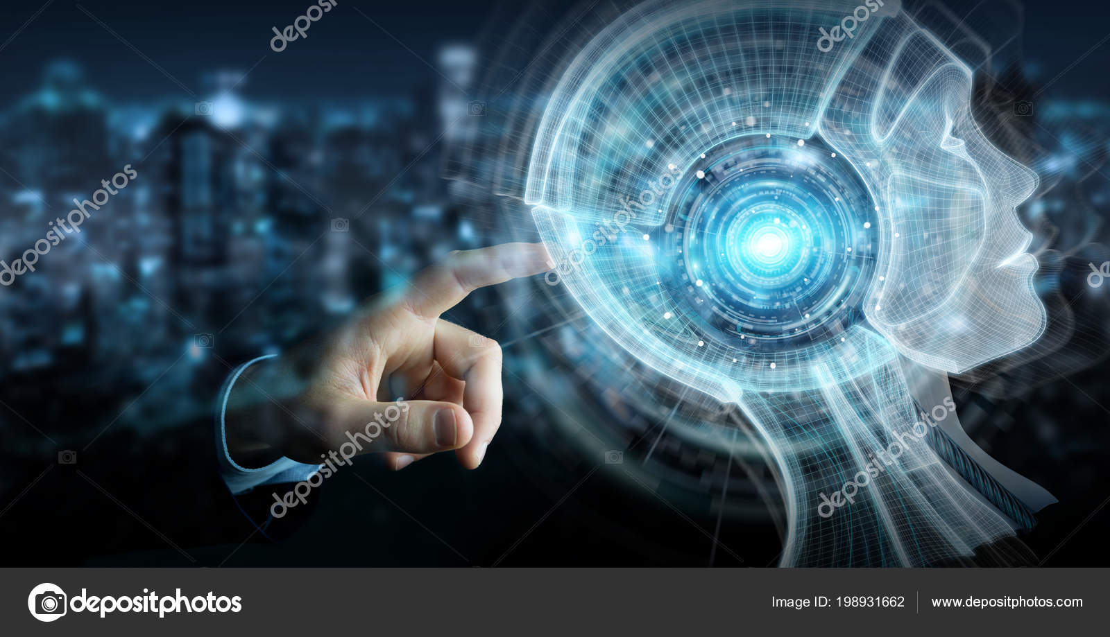 Businessman Blurred Background Using Digital Artificial Intelligence  Interface Rendering Stock Photo by ©sdecoret 198931662