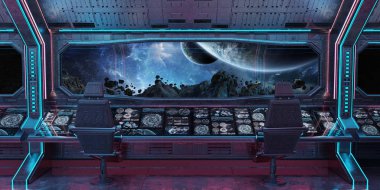 Grunge uzay gemisi Mavi ve pembe iç uzak sistem 3d işleme öğeleri Nasa tarafından döşenmiş bu görüntünün üzerinde manzaralı