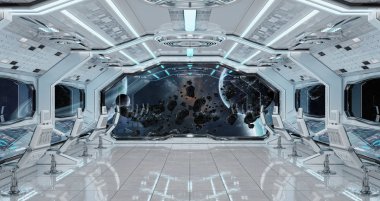 Beyaz temiz uzay gemisi iç uzak sistem 3d işleme öğeleri Nasa tarafından döşenmiş bu görüntünün üzerinde manzaralı