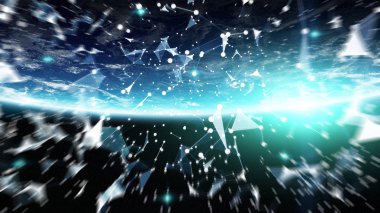 Bağlantıları sistem ve dünya 3d render unsurları Nasa tarafından döşenmiş bu görüntü üzerinde küresel veri alışverişi