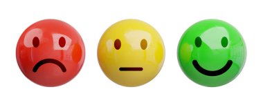 Beyaz arka plan 3d render Doğum smiley ile müşteri memnuniyeti beğenilme