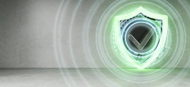 Parlak evde 3d render aktif Modern kalkan koruma arayüzü