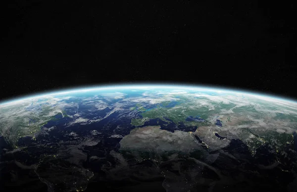 View Blue Planet Earth Space Her Atmosphere Europe Continent Rendering — Stock Photo, Image