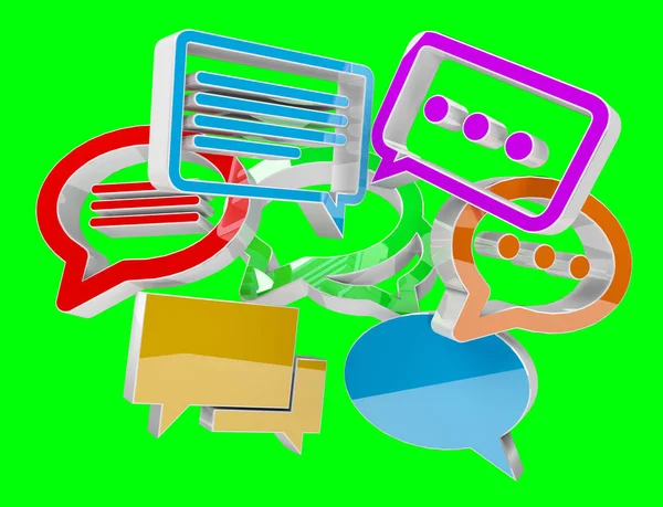 Digital colorful 3D rendering conversation icons on green background