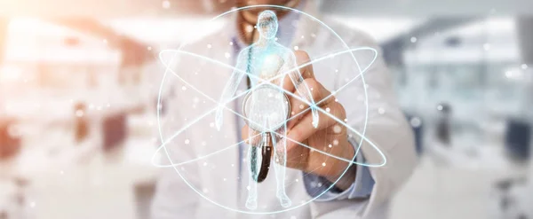 Doctor Blurred Background Using Digital Medical Futuristic Interface Rendering — Stock Photo, Image