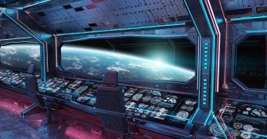 Grunge uzay gemisi Mavi ve pembe iç gezegende manzaralı toprak Nasa tarafından döşenmiş bu görüntü 3d işleme öğeleri