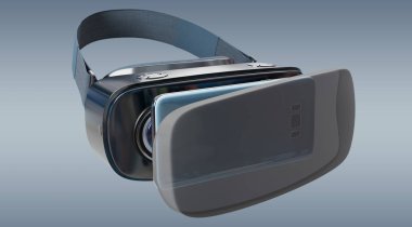 Sanal gerçeklik teknolojisi illüstrasyon gri arka plan 3d render üzerinde gözlük