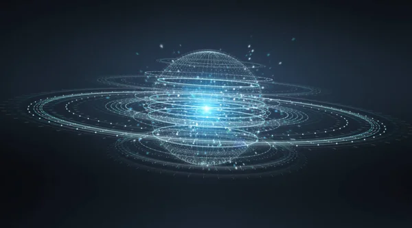 Digital Sphere Connection Hologram Blue Grey Background Rendering — Stock Photo, Image