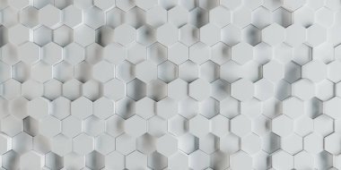 Beyaz soyut altıgenler desen 3d render arka plan