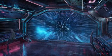 Işık hızı 3d render unsurları Nasa tarafından döşenmiş bu görüntü atlama grunge uzay gemisi Mavi ve pembe iç