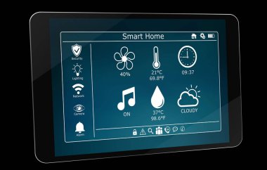 Siyah arka planda 3d render izole Smarthome uzaktan aygıt
