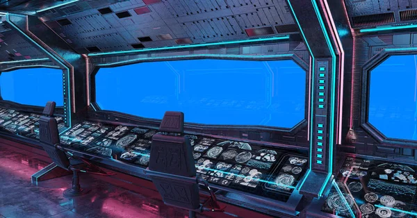 Grunge uzay gemisi iç mavi arka plan 3d render ile